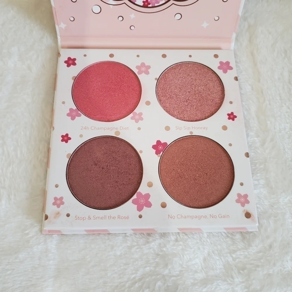 Cotton Candy Champagne Blushlighter 4 Rose-Flushed Metallic Sheen Shades Palette